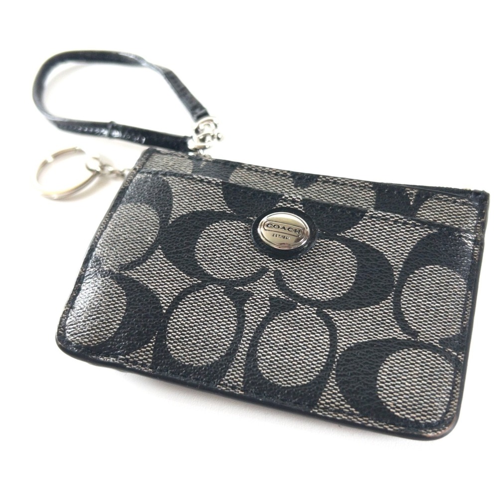 VTG COACH Peyton Signature ID‎ Mini Skinny Wristlet Small Keychain Wallet F48852